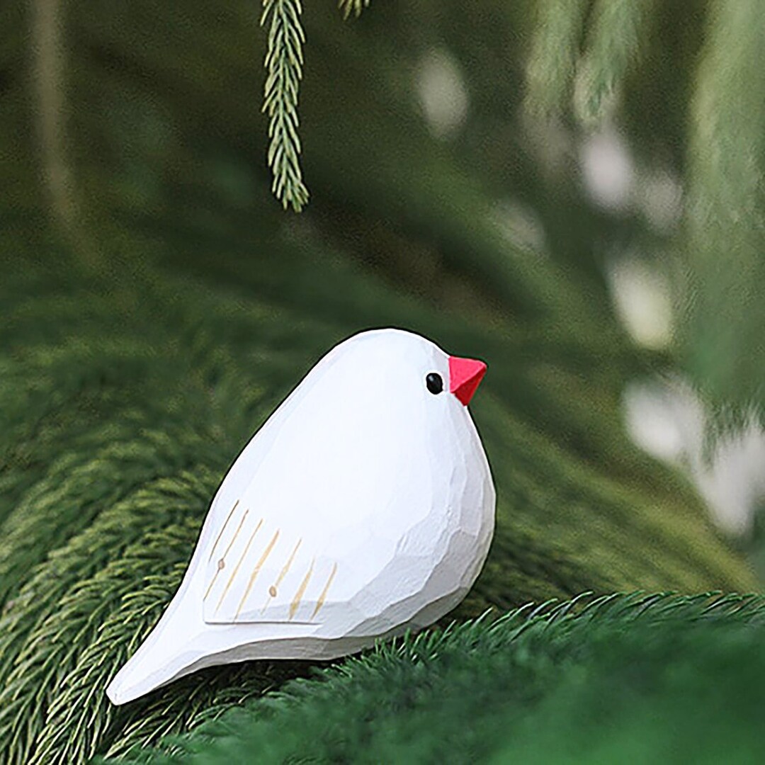 Wood White Bird 1piece Carved, Bird Figurine, Bird Lover, Bird