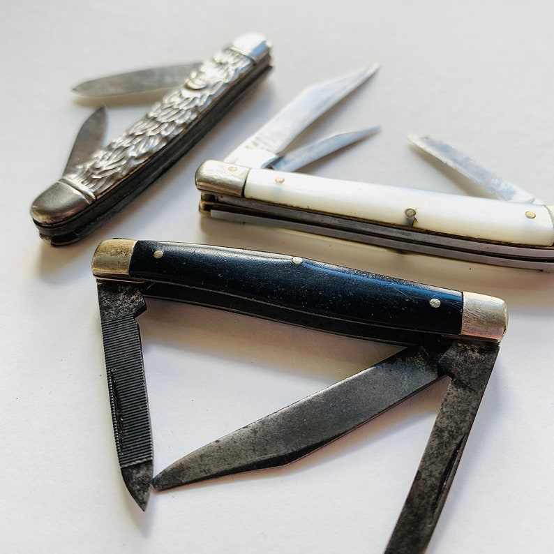 3piece Vintage Pocket Knife Collector Knife Set Etsy