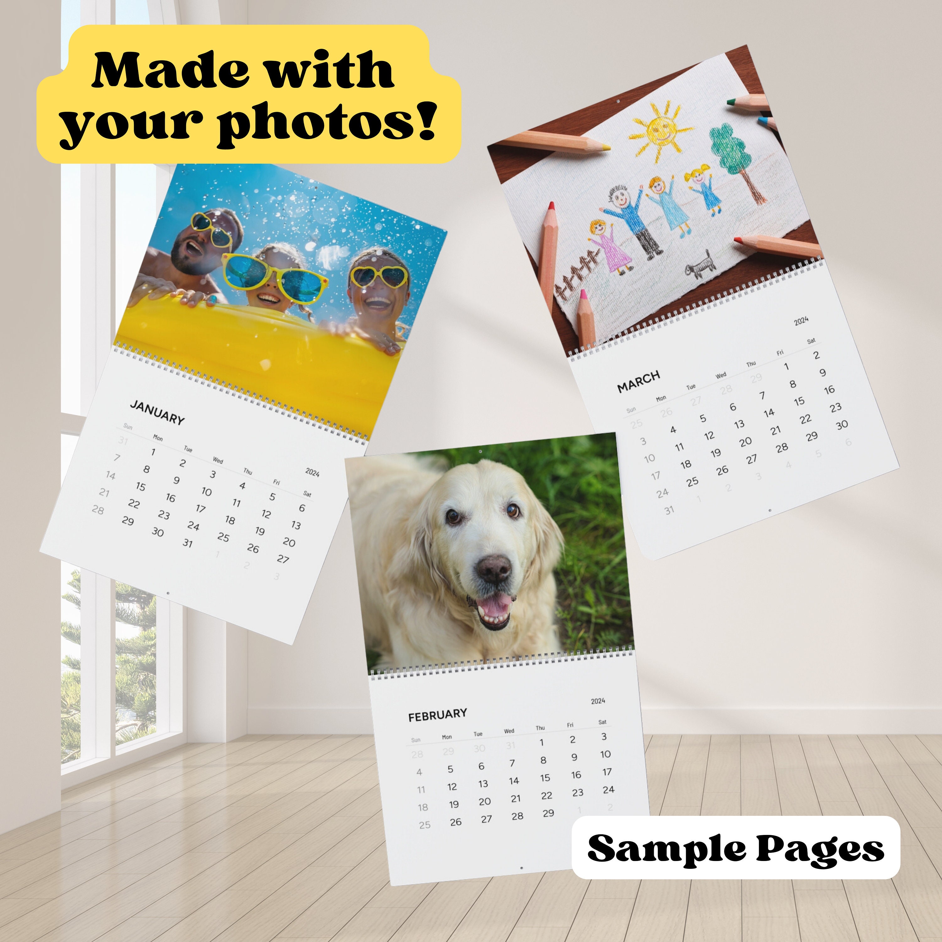Custom Photo Calendar, 2024 Photo Calendar, Personalized Calendar With