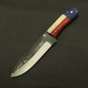 Handcrafted High Carbon Steel Skinner Knife with Cowhide Sheath