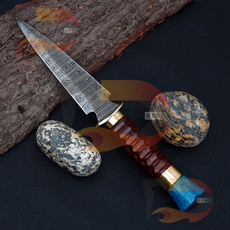 Top Best Damascus Steel Blade Skinner Camping Knife With Beautiful Handle Comes With Pure Genuine Leather Sheath , EDC | Best Gift For Him image 1