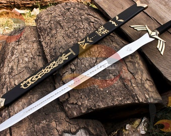 Handmade Legend of Zelda Replica Sword: Black & Gold Carbon Steel