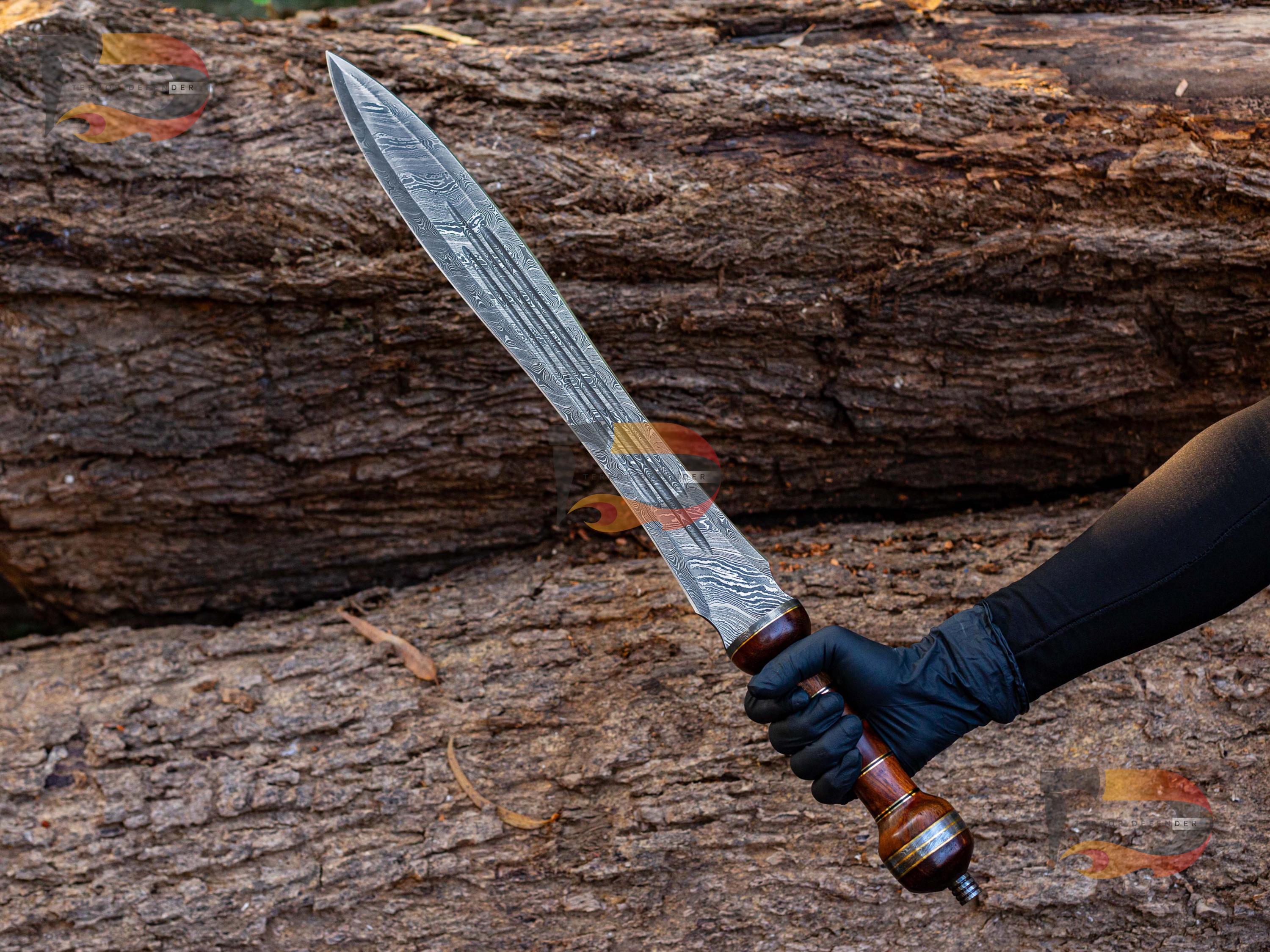 Handmade Roman Gladius Damascus Gladiator Sword With Leather Sheath ...