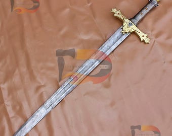 Hand Forged Damascus Steel Sword | Movie Replica Cosplay With Leather Sheath