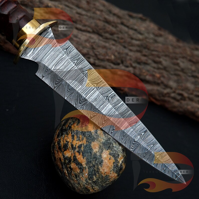 Top Best Damascus Steel Blade Skinner Camping Knife With Beautiful Handle Comes With Pure Genuine Leather Sheath , EDC | Best Gift For Him image 5