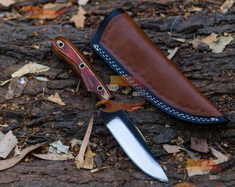 Handmade RASP Steel Fixed Blade Knife: Micarta Handle, Leather Sheath