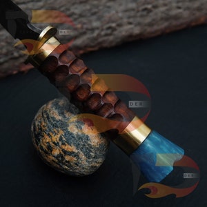 Top Best Damascus Steel Blade Skinner Camping Knife With Beautiful Handle Comes With Pure Genuine Leather Sheath , EDC | Best Gift For Him image 3