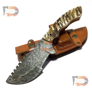 12″inches  Handmade Damascus Steel Tracker Hunting Knife | Camping Knife | Tracker Knife Best Damascus Steel Knife