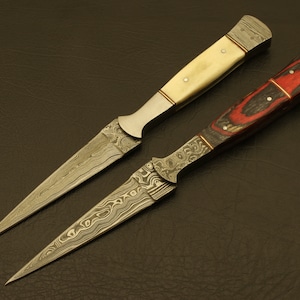 Combo of 2: Hand Forged Damascus Steel Hunting Double Edge  Boot Knife