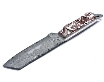 Handmade Damascus Steel Full Tang Resin Skinner Knife Without Sheath
