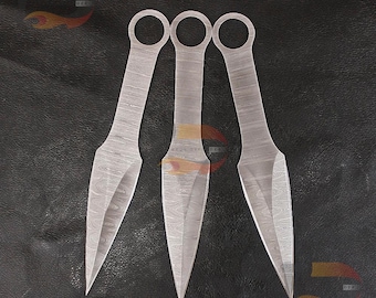 Handmade Damascus Steel Throwing Knives – Set of 3 Balanced 8-Inch Blades