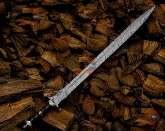 Handmade Damascus Steel Long Sword | Medieval Knight | Sword for Collectors | Decorative Sword Gift Birthday Wedding Best Man Gifts