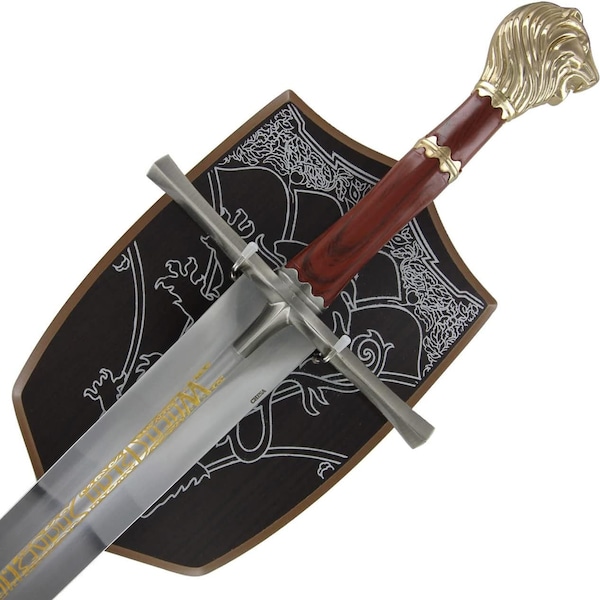 Handmade Chronicles Of Narnia Prince Sword Replica Gold Color + Plaque