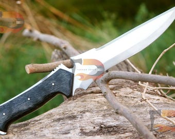 Custom Handmade Krauser's Knife, D2 Steel , With Leather Sheath | Camping | Hunting Knife