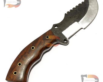 Cuchillo de caza de 30 cm, hecho a mano, de acero con alto contenido de carbono.