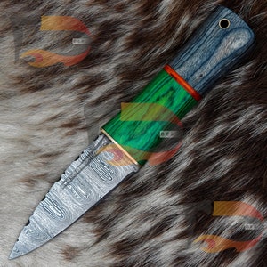 Custom Handmade Celtic Scottish - Genuine Damascus Sgian Dubh Dirk knife