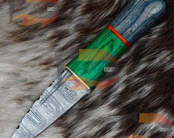 Custom Handmade Celtic Scottish - Genuine Damascus Sgian Dubh Dirk knife