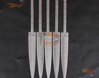 Hand-Forged Damascus Knife Blanks | Full Tang Blade Set for Custom Knife Making (5 Pieces)