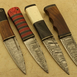 Combo Of 4: Handmade Celtic Scottish - Genuine Damascus Sgian Dubh Dirk knives With Sheath