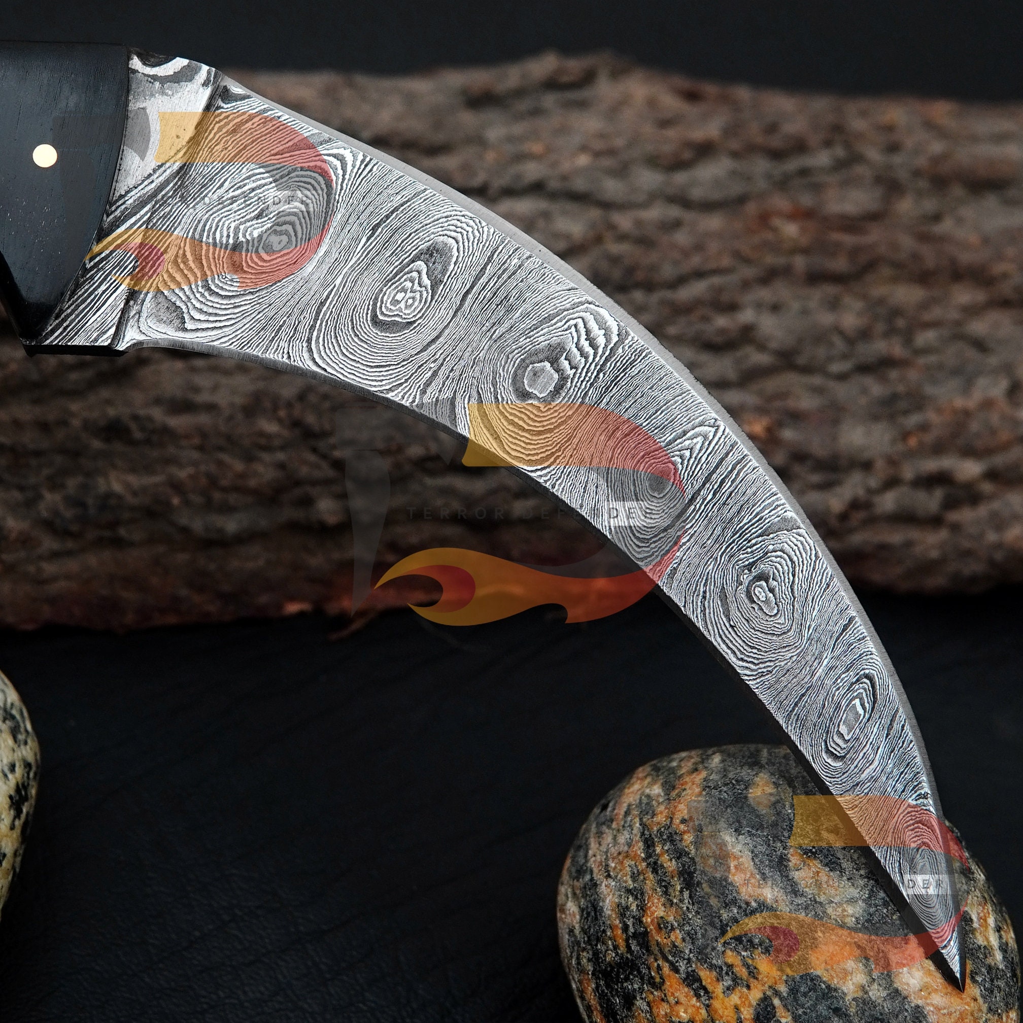 Beautiful Handmade Damascus Karambit Knife Handle Made of Camel Bone and  Buffalo Horn, Comes With Pure Leather Sheath -  Israel