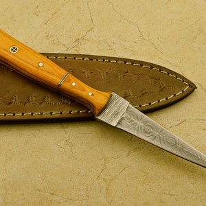 Custom Handmade Hand Forged Damascus Steel Hunting Double Edge  Boot Knife