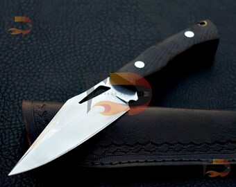 Handmade D2 Steel Skinner Knife with Leather Sheath