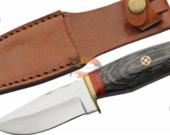 Handmade Hunting Knife: Stainless Steel Blade, Pakkawood Handle & Leather Sheath