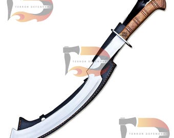 Handmade Stainless Steel Khopesh Sword: Ancient Egyptian Replica with Leather Sheath