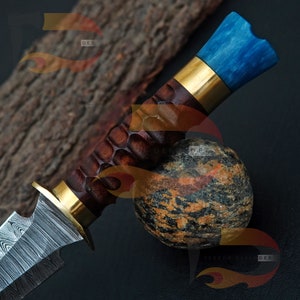 Top Best Damascus Steel Blade Skinner Camping Knife With Beautiful Handle Comes With Pure Genuine Leather Sheath , EDC | Best Gift For Him image 4