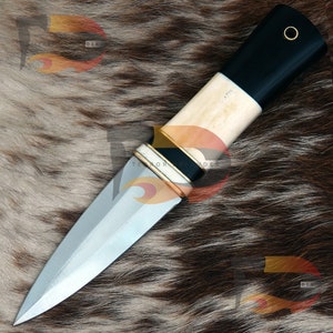 Hand Forged  Celtic Scottish - Stainless Steel Sgian Dubh Dirk knife | Leather Sheath
