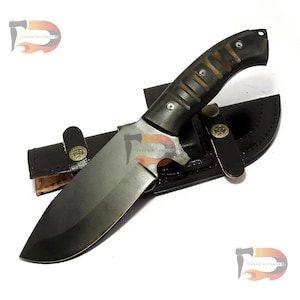 Handmade High Carbon Steel Skinner Hunting Knife with Leather Sheath