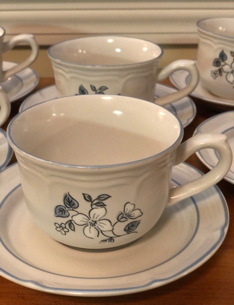 Vintage Stoneware Covington Avondale Collection Cup and Saucer Set of 6