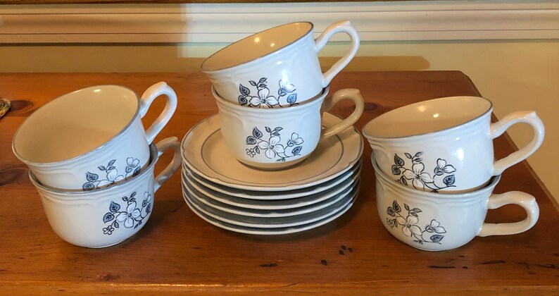 Vintage Stoneware Covington Avondale Collection Cup and Saucer Set of 6
