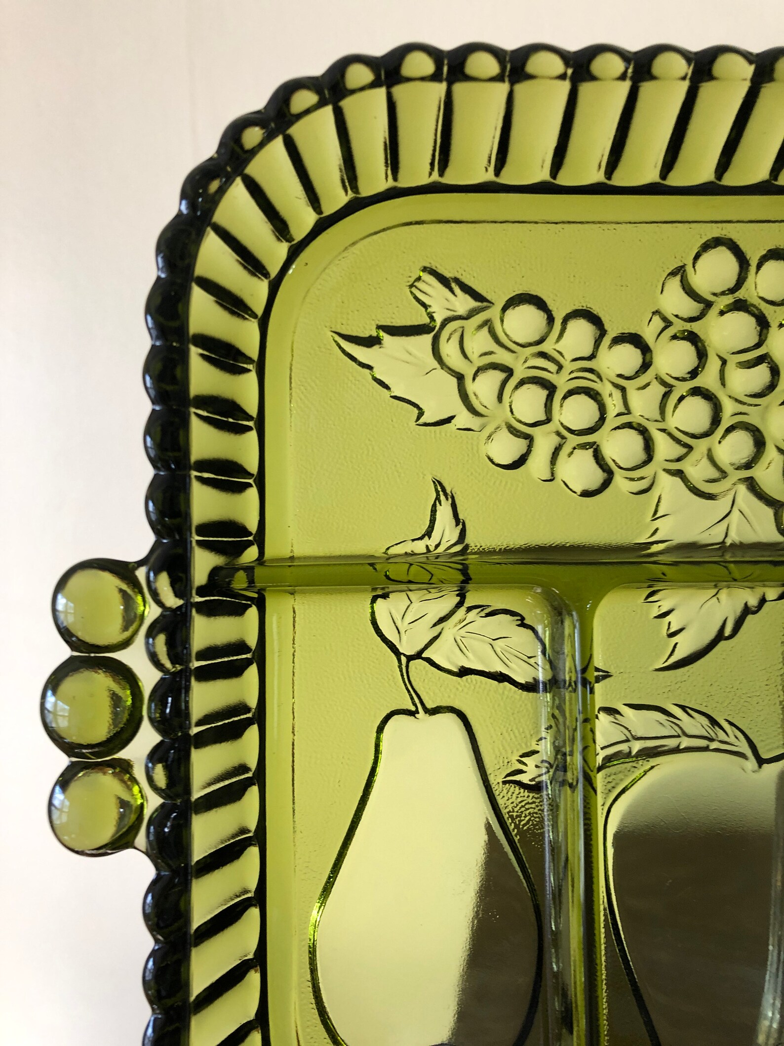 Vintage Rectangular Olive Green Glass Serving Platter with Etsy Italia