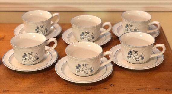 Vintage Stoneware Covington Avondale Collection Cup and Saucer Set of 6