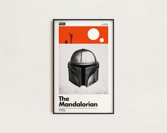 THE MANDALORIAN - Star Wars, Retro-Modern, Vintage Inspired Poster, Art Print, Midcentury, Futura