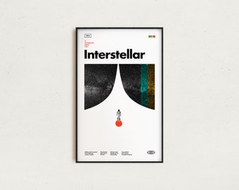 INTERSTELLAR - Space Print, Retro-Modern, Vintage Inspired Poster, Art Print, Midcentury, Matthew McConaughey