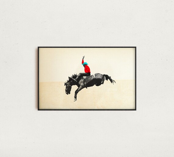 Vintage Cowboy Art Print – Retro-Modern Western Poster