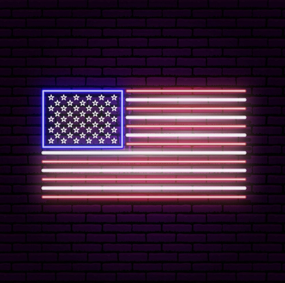 USA Flag Neon Sign Wall Decor Wall Sign Neon Lights | Etsy