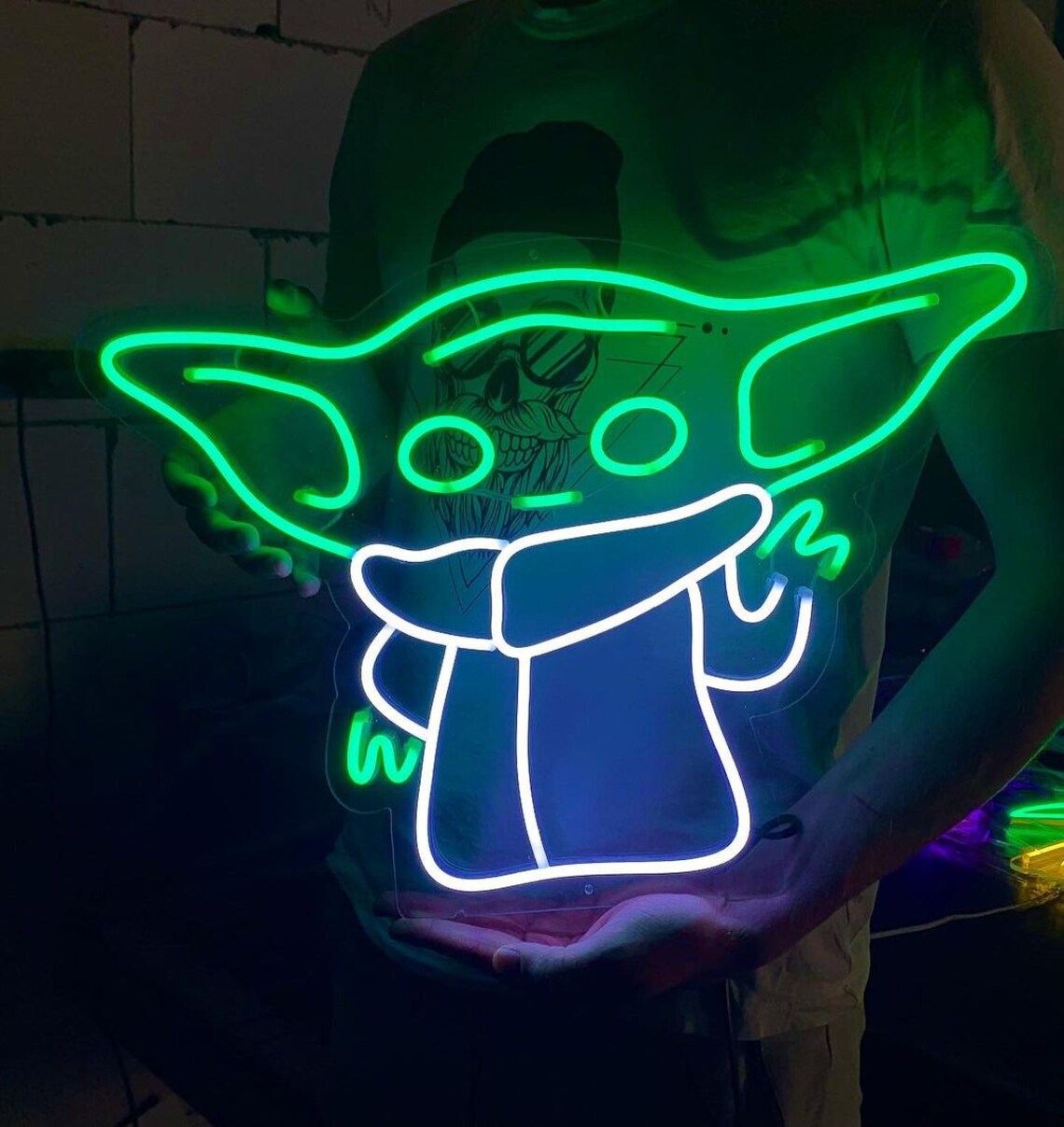 Baby Yoda Neon Sign Star Wars Neon Light Wall Decor Etsy