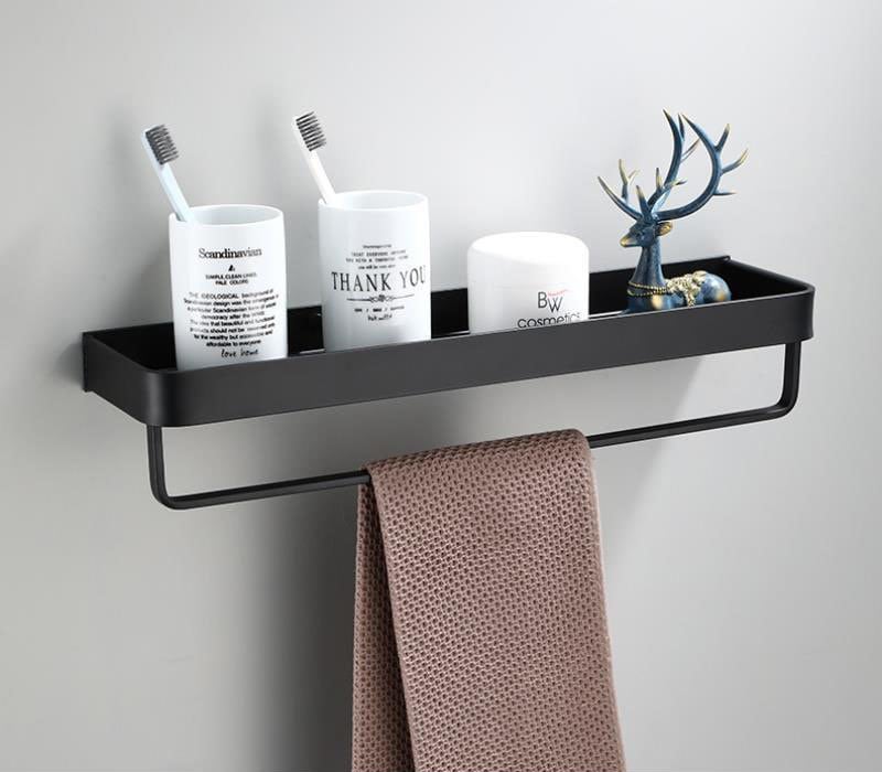 Black Bathroom Shelf Space Aluminum Wallmounted 23CM 30CM Etsy UK