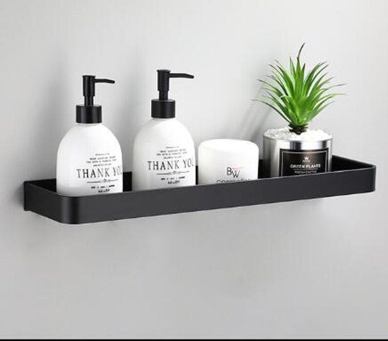 Black Bathroom Shelf Space Aluminum Wall-mounted 23CM 30CM - Etsy UK