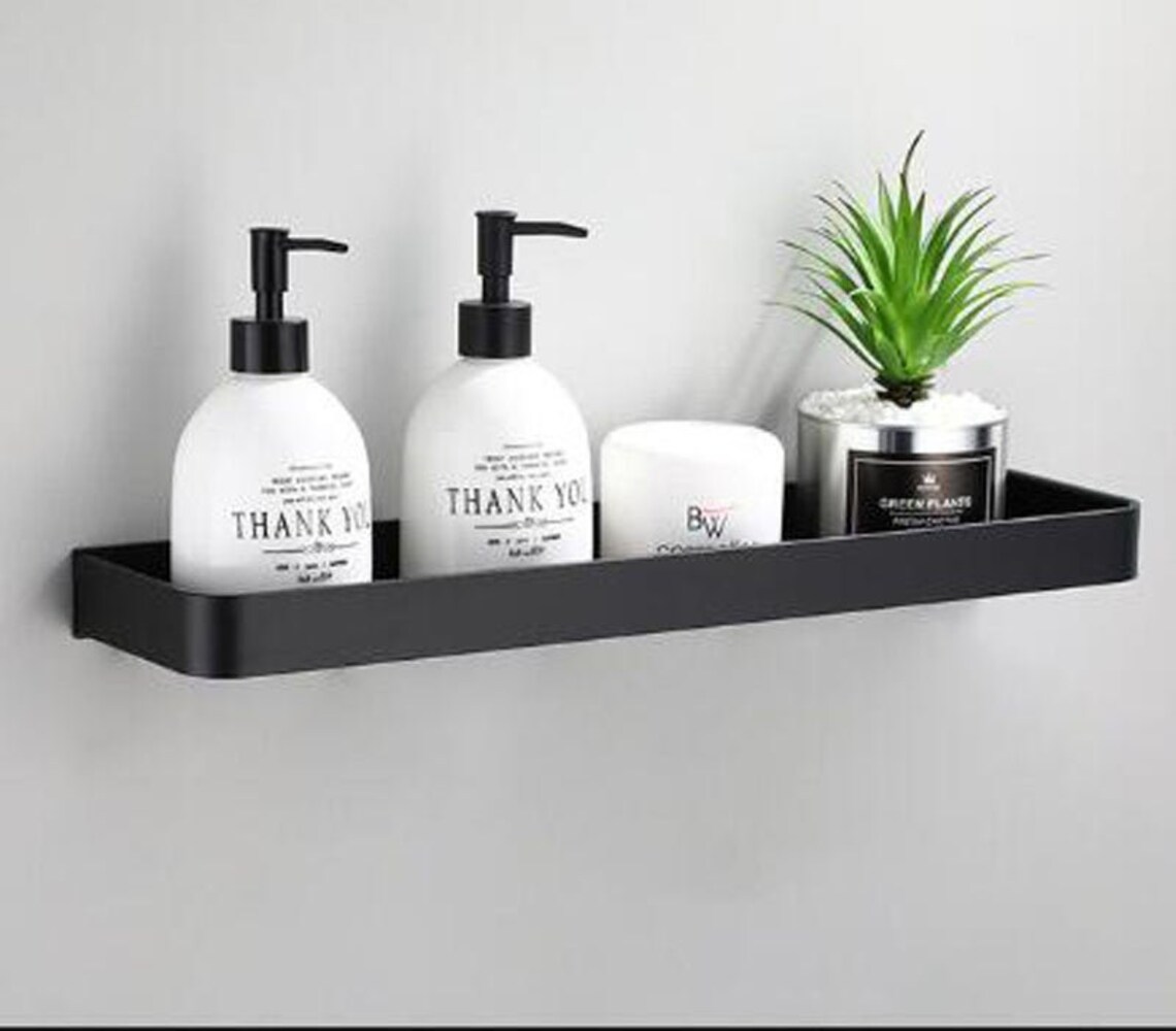 Black Bathroom Shelf Space Aluminum Wall-Mounted 23CM 30CM | Etsy