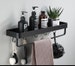 Black Bathroom Shelf Space Aluminum Wall-Mounted 23CM, 30CM, 40CM, 50CM, 60CM, 23CM with hook, 30CM with hook,40CM with 6 hook,50CM
