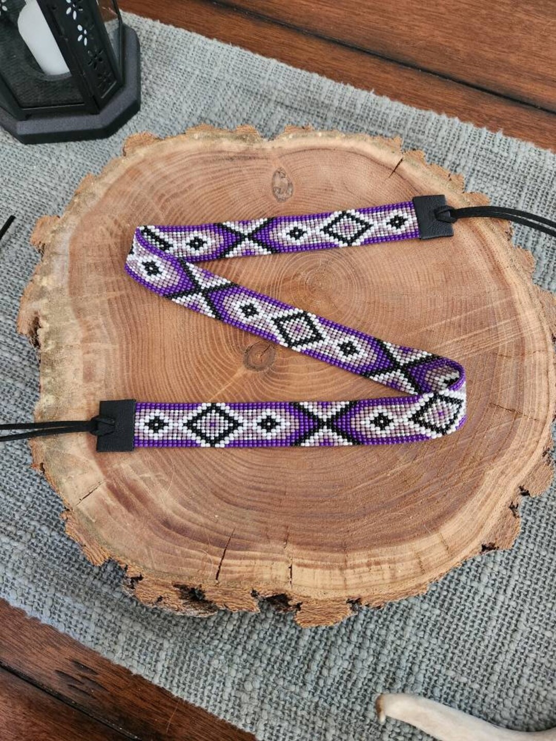 One-Of-A-Kind Hand Strung Bead Hat Band #07 main image 0