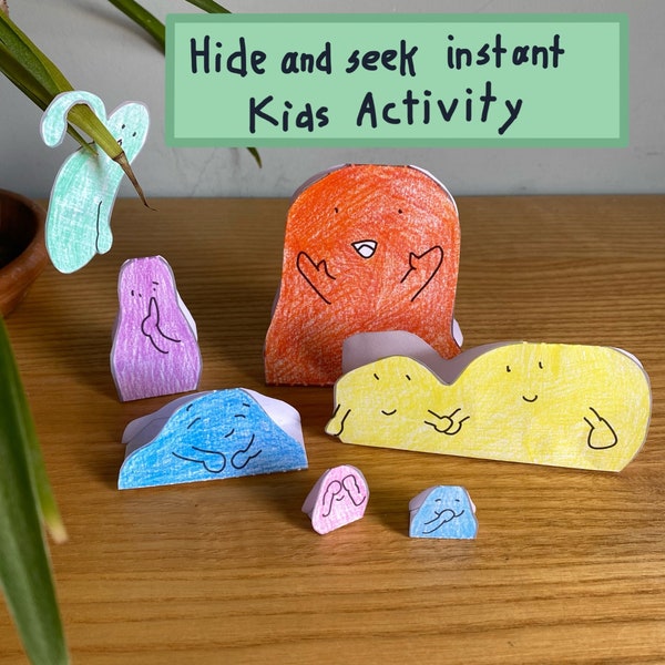 Hide and Seek kids activity game, instantly printable, 'Hide-es' made for children