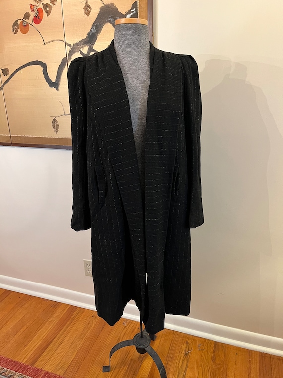 1940s Black Wool Swing Coat