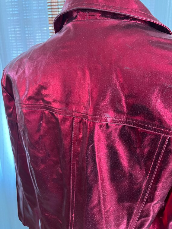 Y2K Metallic Leather Moto Jacket - image 4