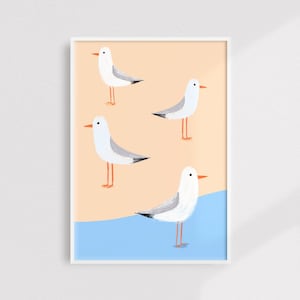 Seagull Print, Beach Prints, Seagulls Print, Kids Prints, Kids Room Prints, Beach Print, Nursery Print, Nursery Prints, Nursery Decor image 1