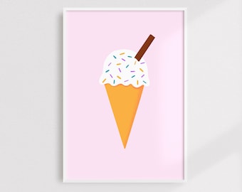 Ice Cream Print, Ice Cream Prints, Summer Print, Kids Prints, Kids Room Prints, Vanilla Print, Nursery Print, Nursery Prints, Nursery Decor